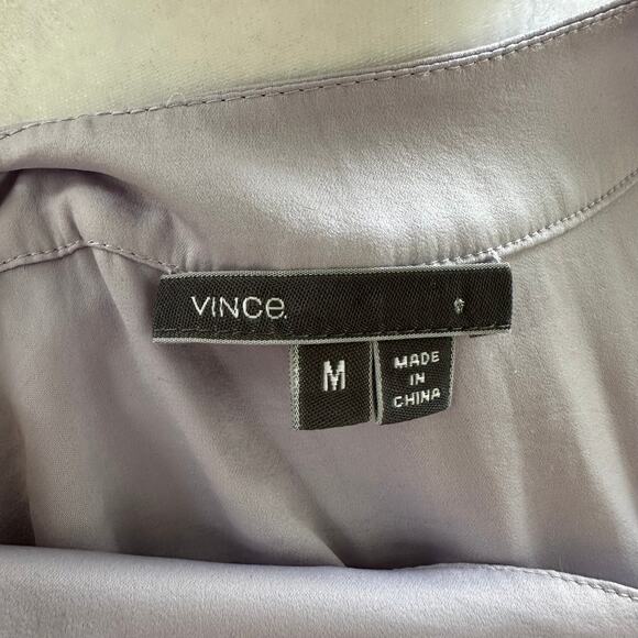 Vince Lilac Purple Satin Medium Sleeveless Dress Pockets Knee Length V-Neck - Picture 8 of 10